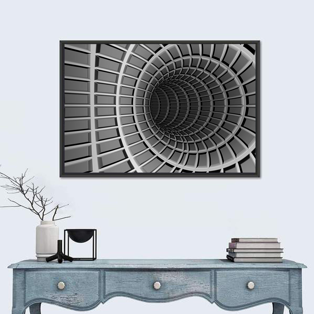 Metal Tunnel Abstraction Wall Art in a room, landscape