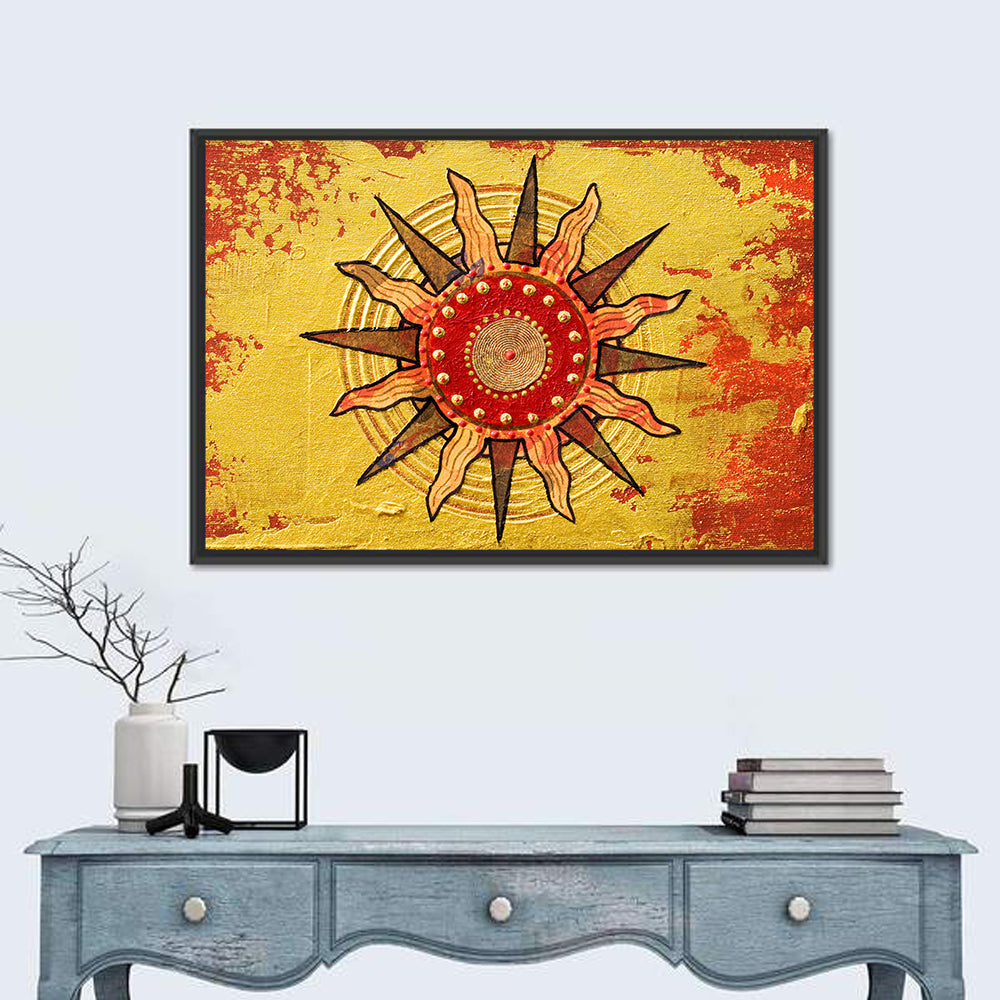 Golden Sunburst Mandala Wall Art