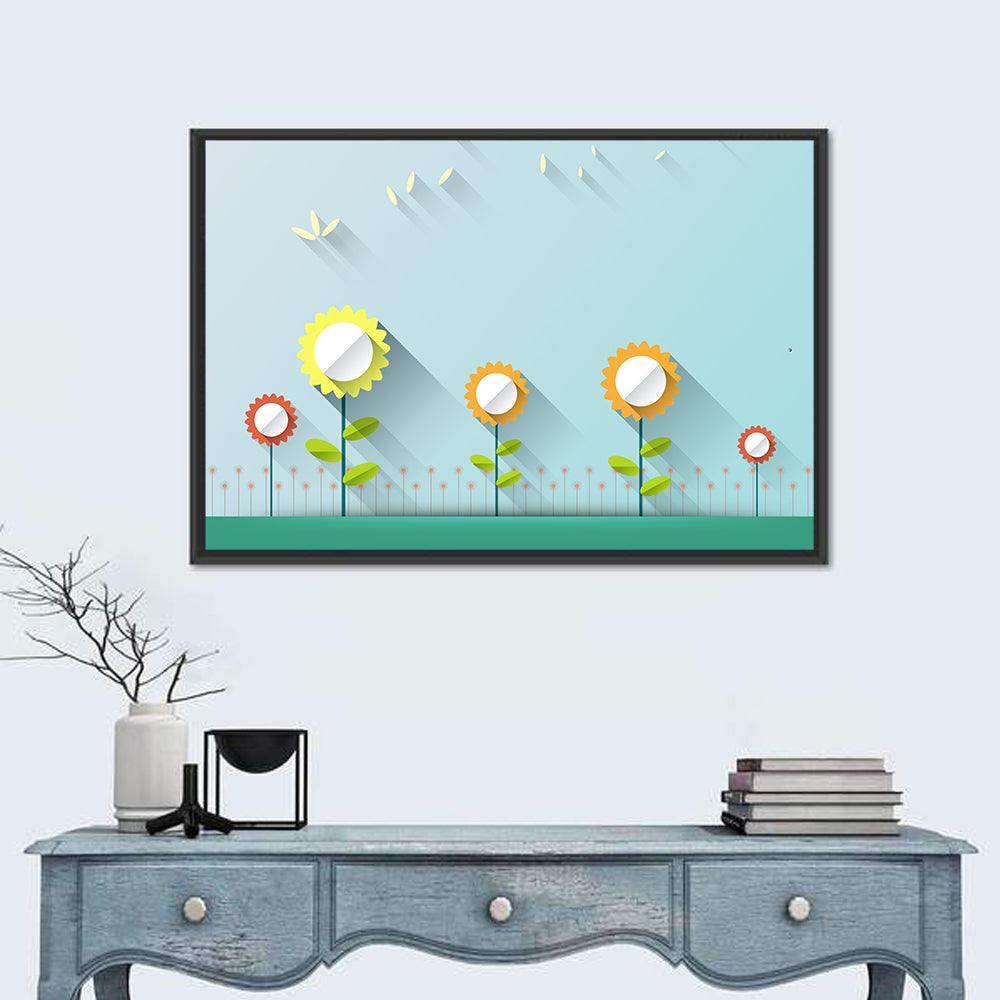 Layered Paper Flowers Illustration Wall Art
