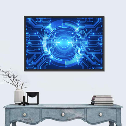 Glowing Circuit Core Wall Art