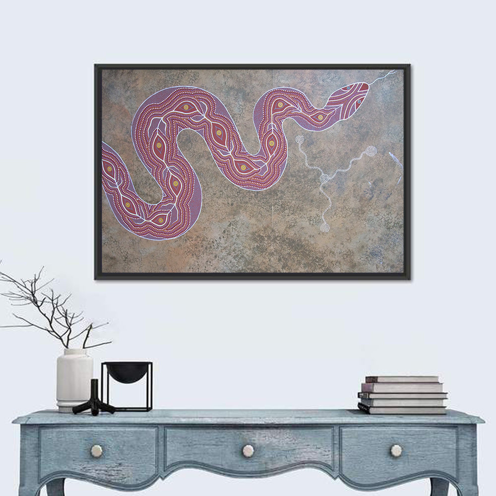Indigenous Serpent Dot Painting Wall Art