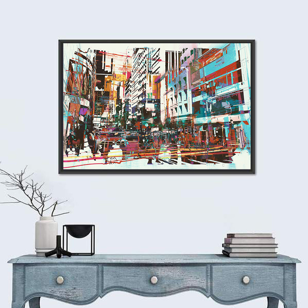 Blurred City Street Illustration Wall Art