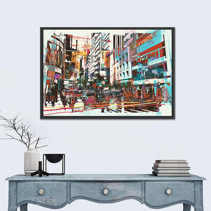 Blurred City Street Illustration Wall Art