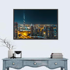 Dubai Night Skyline with Burj Khalifa Wall Art
