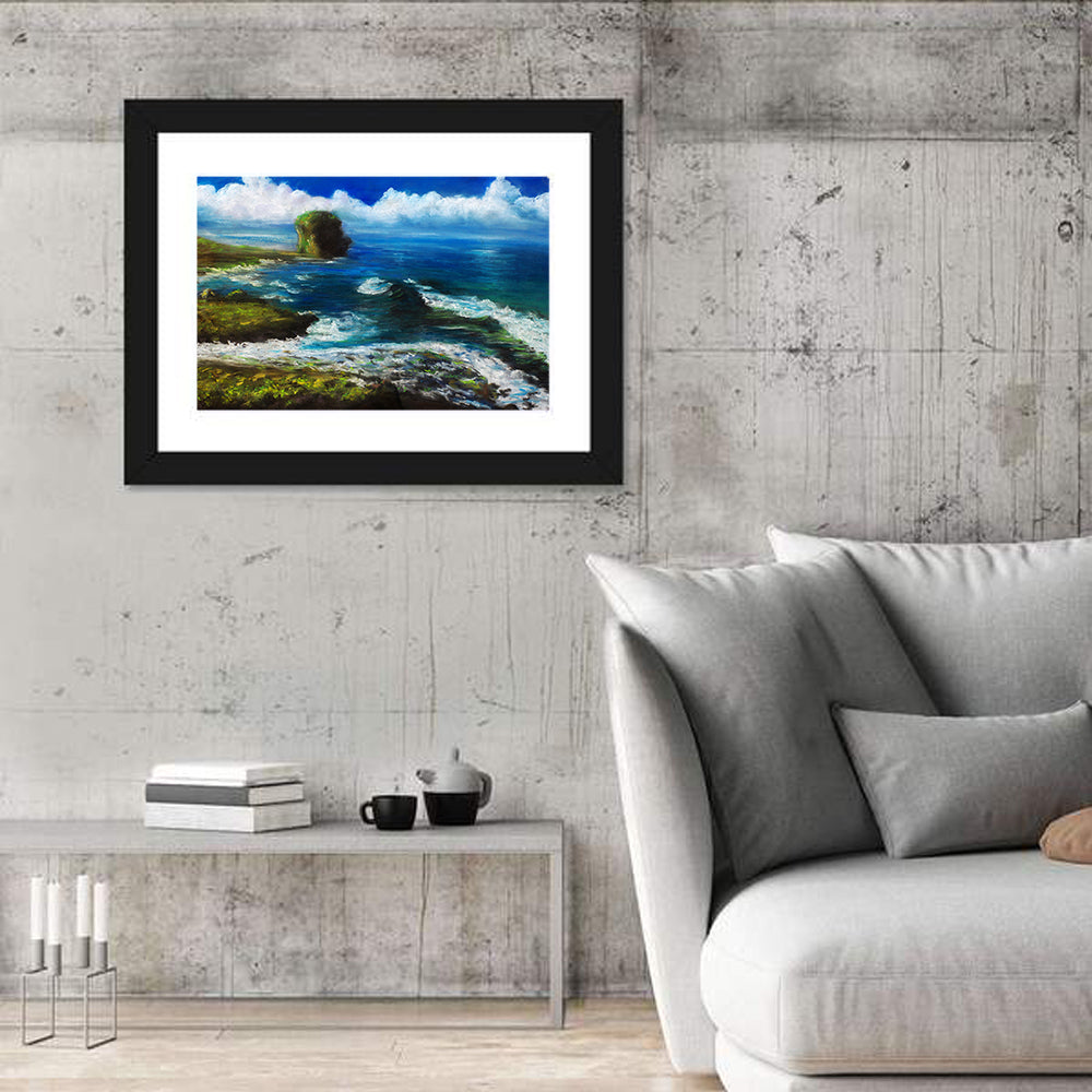 Coastal Cliff Illustration Wall Art