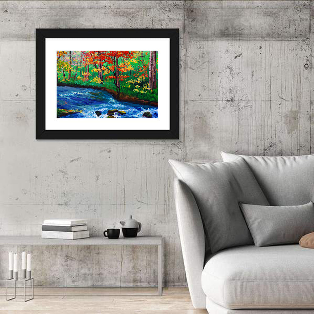 Maple by the Stream Illustration Wall Art