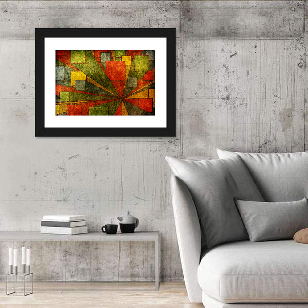Radial City Cubes Wall Art in a room, landscape