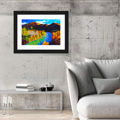 Autumn River Bend in the Mountains Wall Art