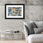 Blue and Gold Geometric Abstraction Wall Art