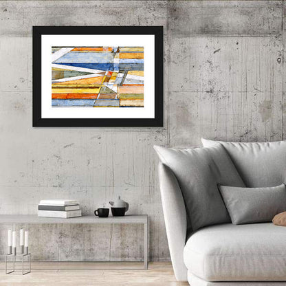Layered Geometric Abstract with Diagonal Band Wall Art