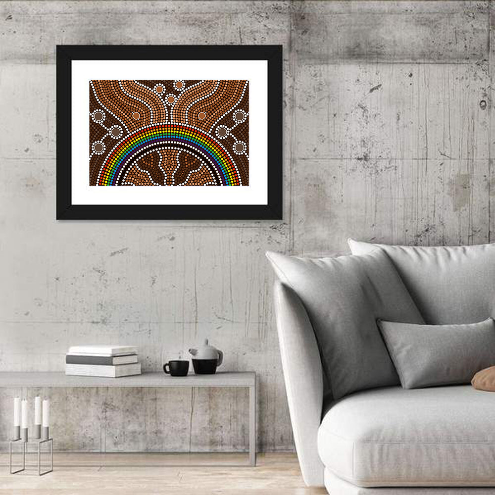 Stippled Rainbow Pattern Illustration Wall Art in a room, landscape