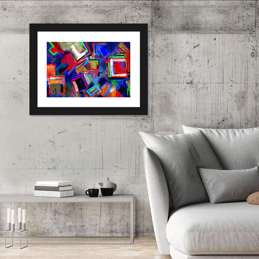 Layered Hand Drawn Composition Wall Art in a room, landscape