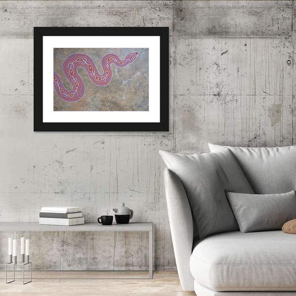 Indigenous Serpent Dot Painting Wall Art