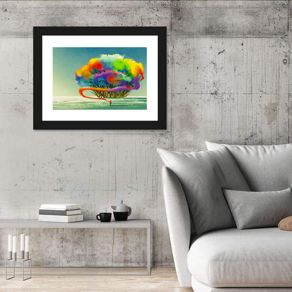 Tree with Smoke Flare Wall Art