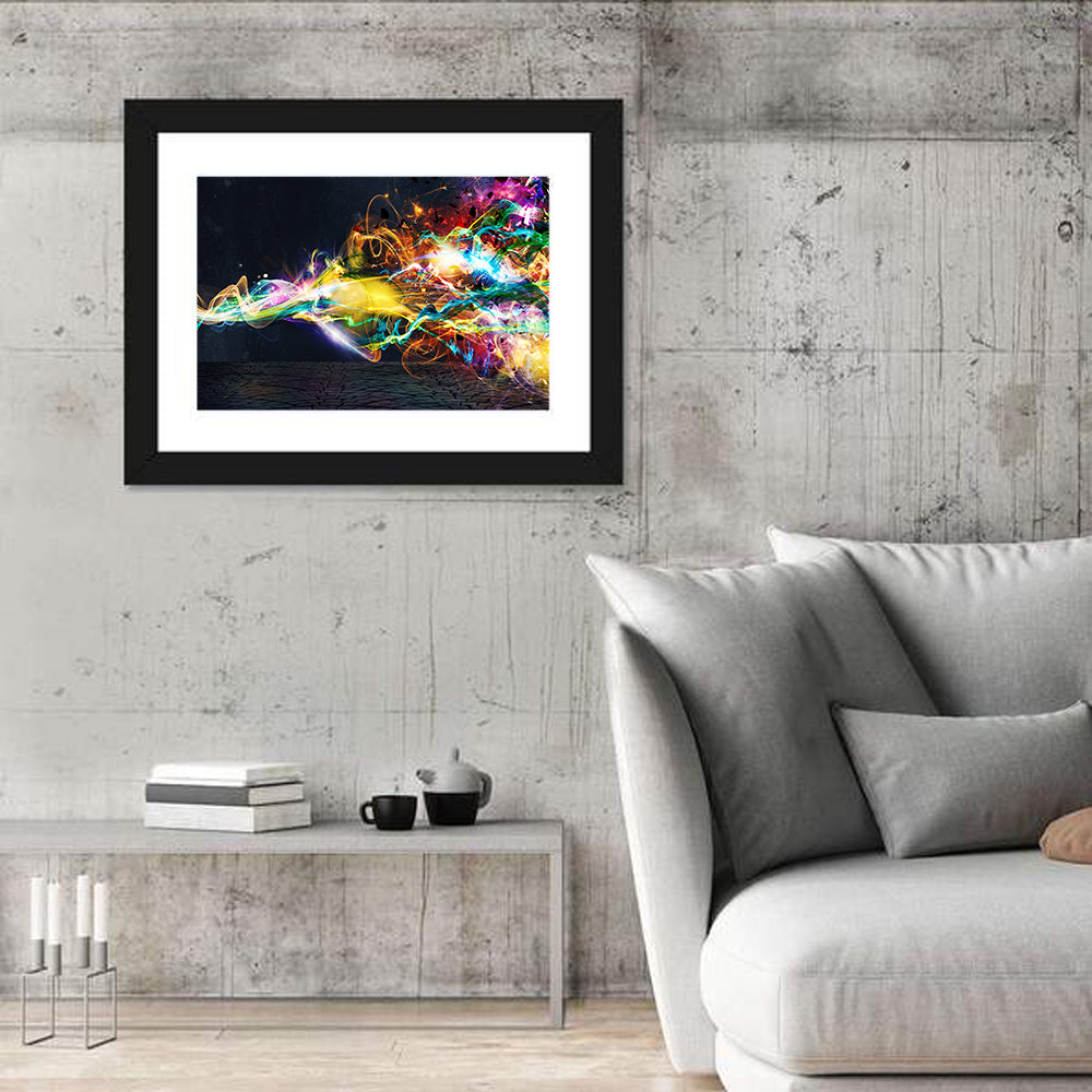 Glowing Energy Ribbons Abstract Wall Art