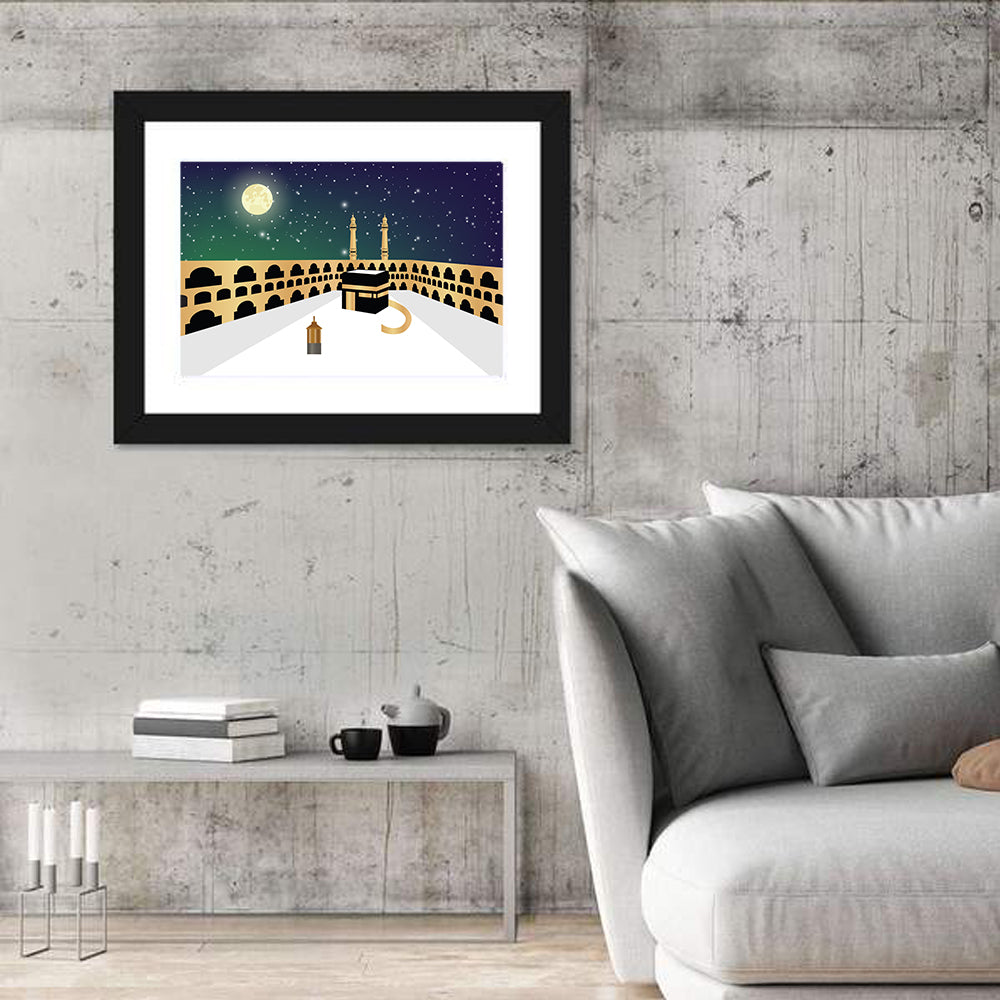 Kaaba Night Illustration Wall Art