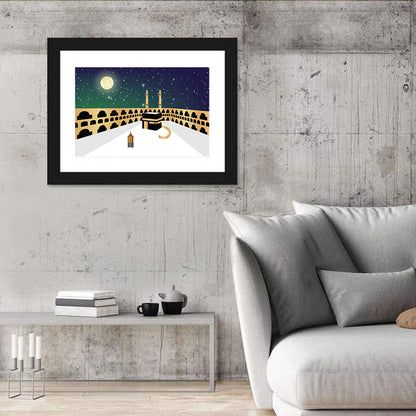 Kaaba Night Illustration Wall Art