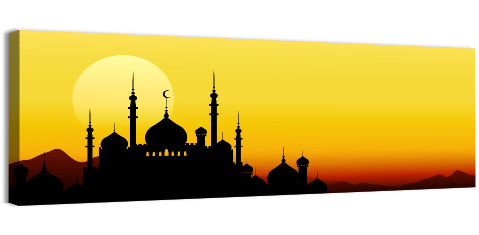 Moon Sighting Mosque Silhouette Wall Art