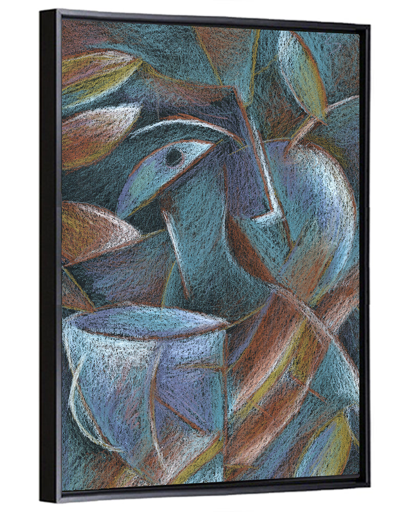 Cubist Pastel Cup and Leaves Wall Art