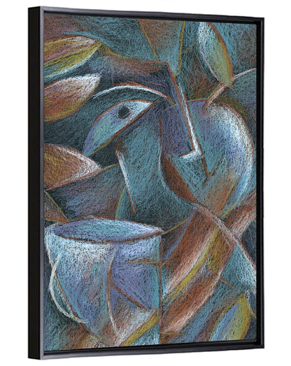 Cubist Pastel Cup and Leaves Wall Art