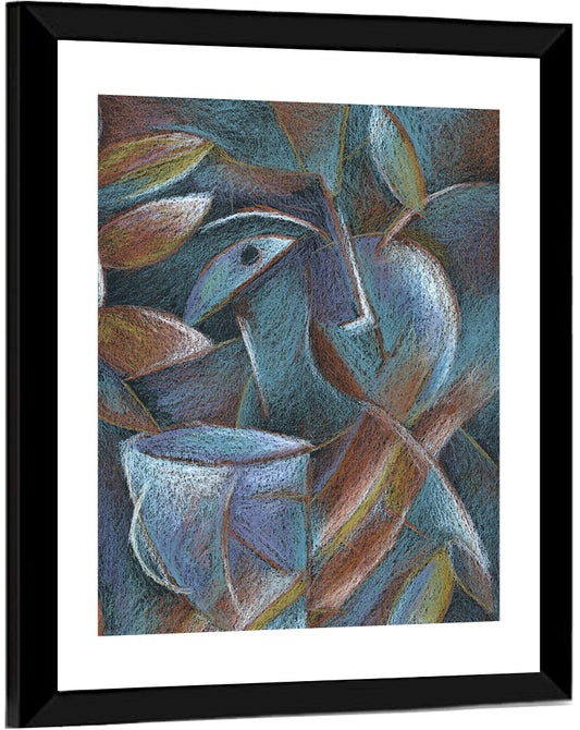 Cubist Pastel Cup and Leaves Wall Art