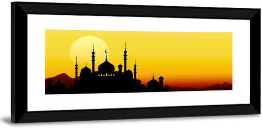 Moon Sighting Mosque Silhouette Wall Art
