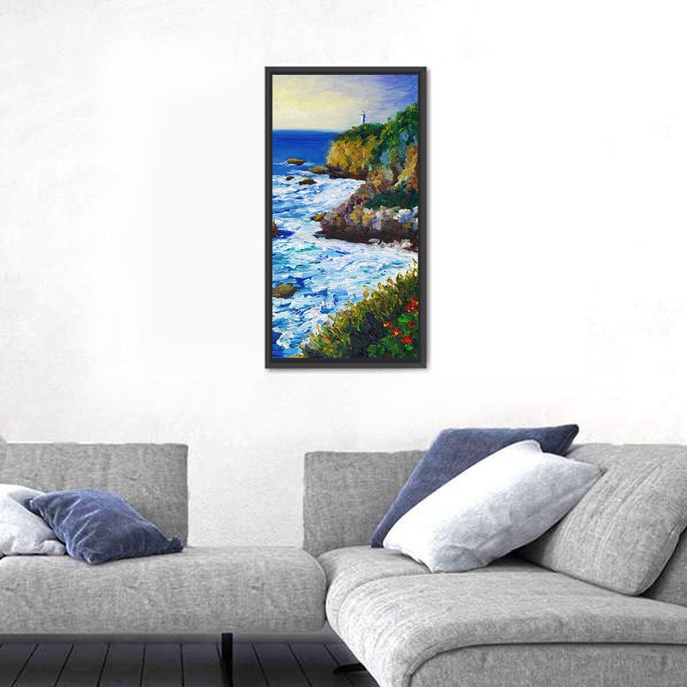 Cliffside Lighthouse Illustration Wall Art