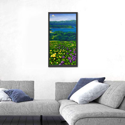 Flower Field by Mountain Lake Wall Art