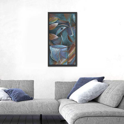 Cubist Pastel Cup and Leaves Wall Art