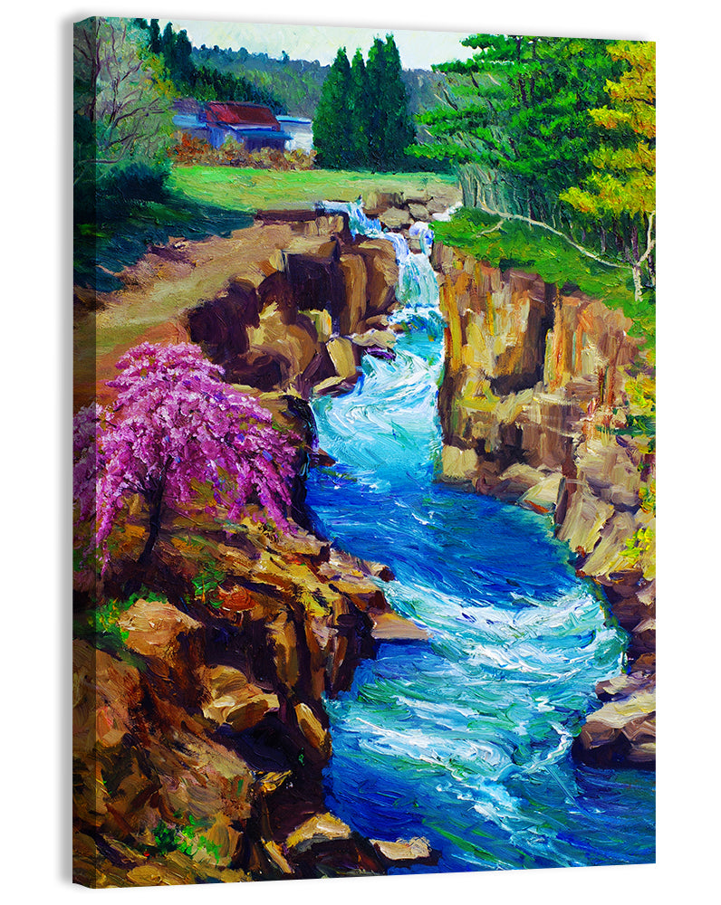 Cascading River Through Rocky Gorge Wall Art
