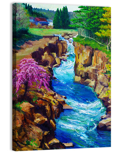 Cascading River Through Rocky Gorge Wall Art