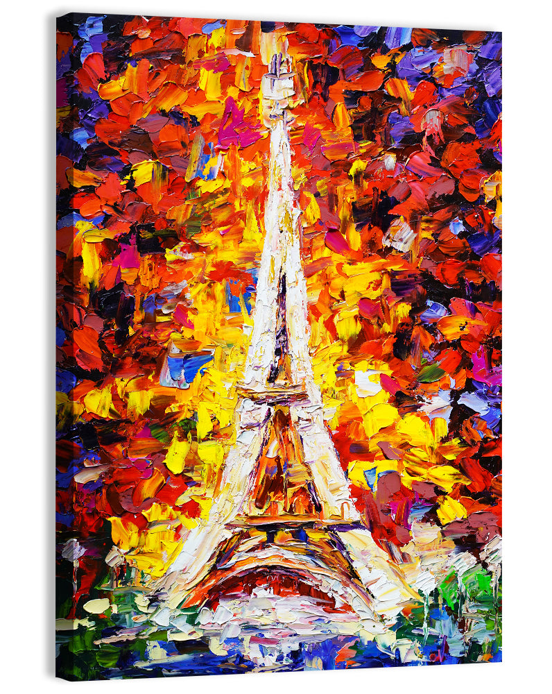 Eiffel Tower Palette Knife Painting Wall Art
