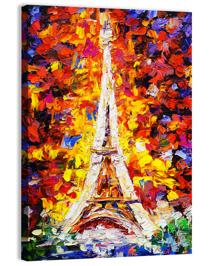 Eiffel Tower Palette Knife Painting Wall Art