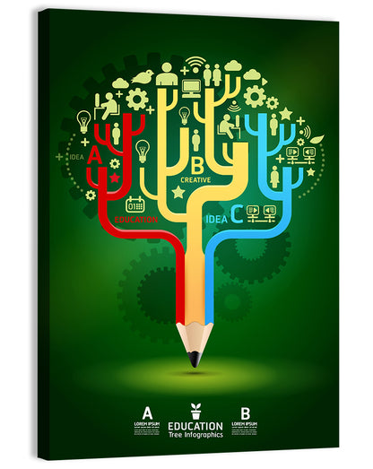 Pencil Tree Infographic Illustration Wall Art