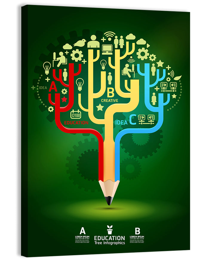 Pencil Tree Infographic Illustration Wall Art as a canvas print