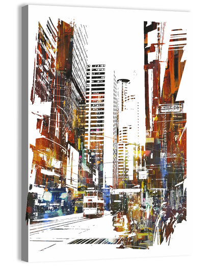 Urban Street with Double-decker Bus Wall Art