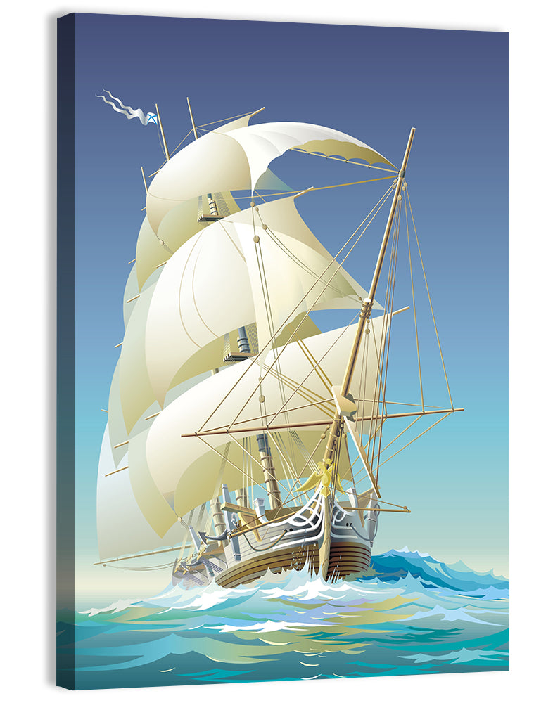 Gilded Figurehead Sailing Ship Wall Art