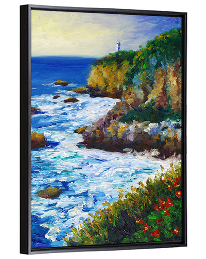 Cliffside Lighthouse Illustration Wall Art