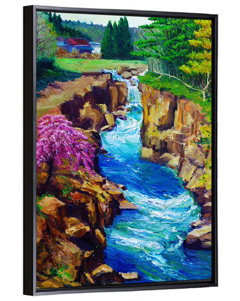 Cascading River Through Rocky Gorge Wall Art