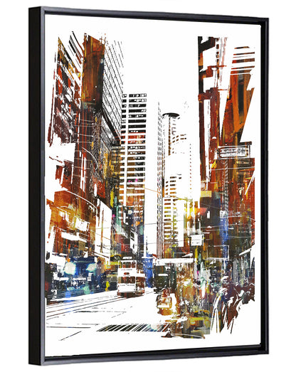 Urban Street with Double-decker Bus Wall Art