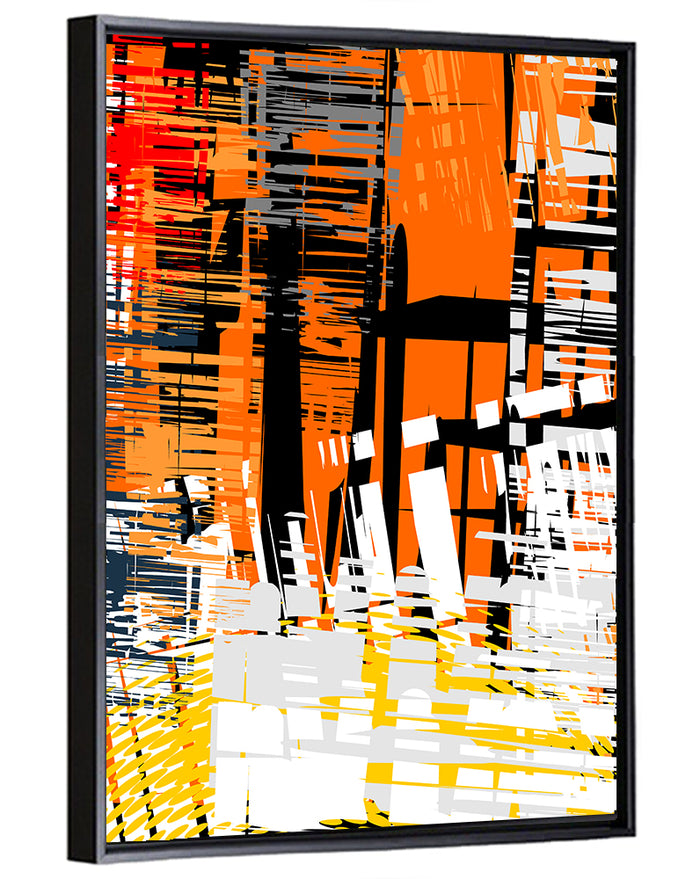 Urban Geometric Grunge Abstract Wall Art as a framed canvas