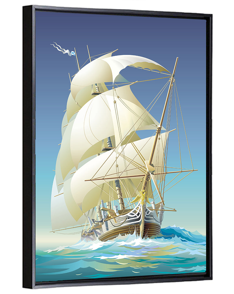 Gilded Figurehead Sailing Ship Wall Art