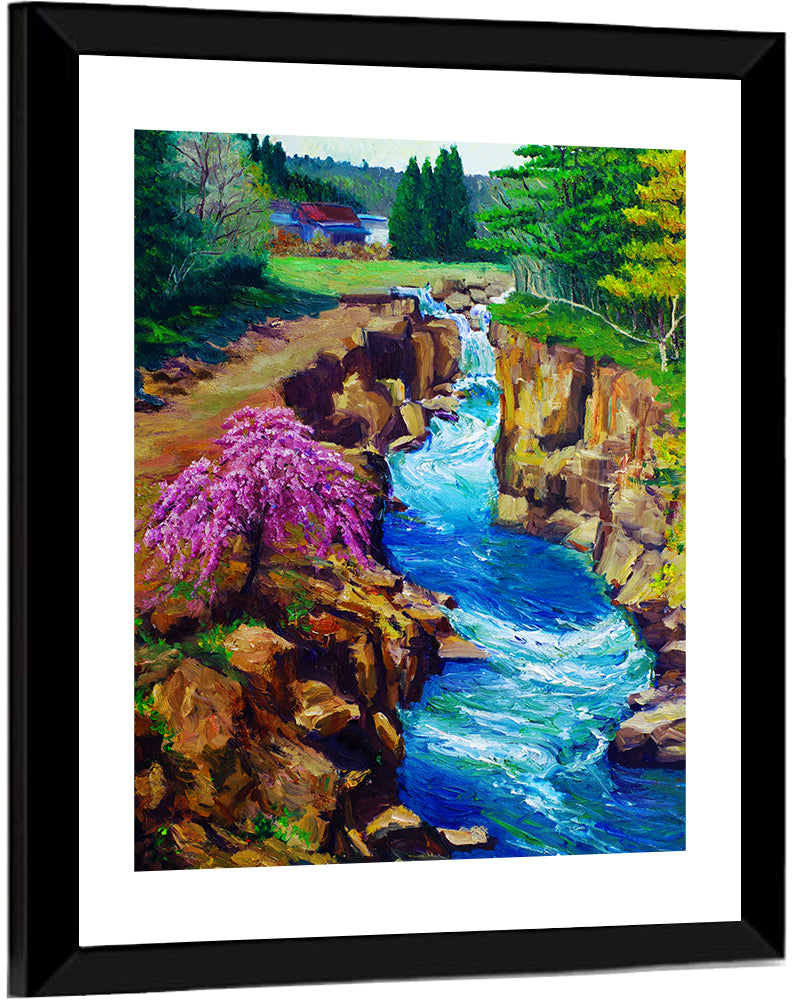 Cascading River Through Rocky Gorge Wall Art