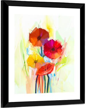 Gerbera Flowers Oil Painting Wall Art