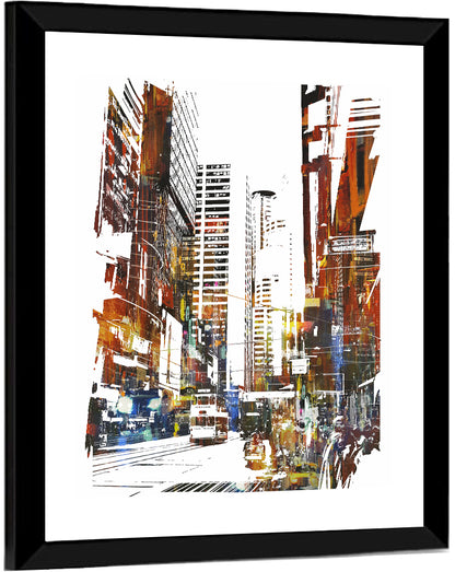 Urban Street with Double-decker Bus Wall Art