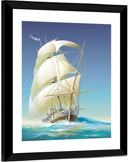 Gilded Figurehead Sailing Ship Wall Art