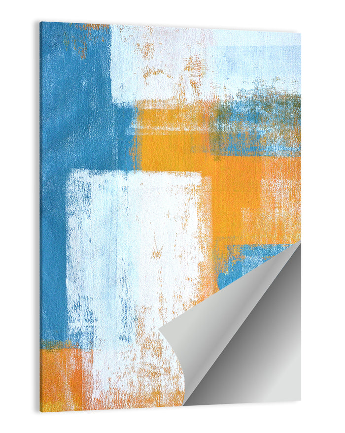 Layered Blue and Orange Rectangles Wall Art as a poster print