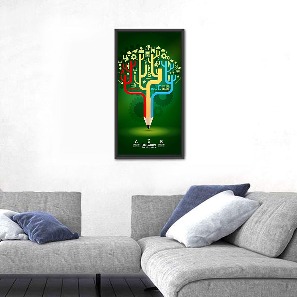 Pencil Tree Infographic Illustration Wall Art