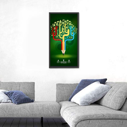 Pencil Tree Infographic Illustration Wall Art