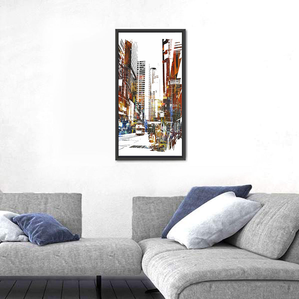 Urban Street with Double-decker Bus Wall Art